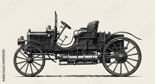 Vintage illustration of an early automobile