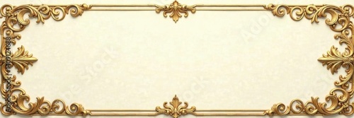 Ornate gold filigree with vintage ornaments on a cream background, vintage, gold