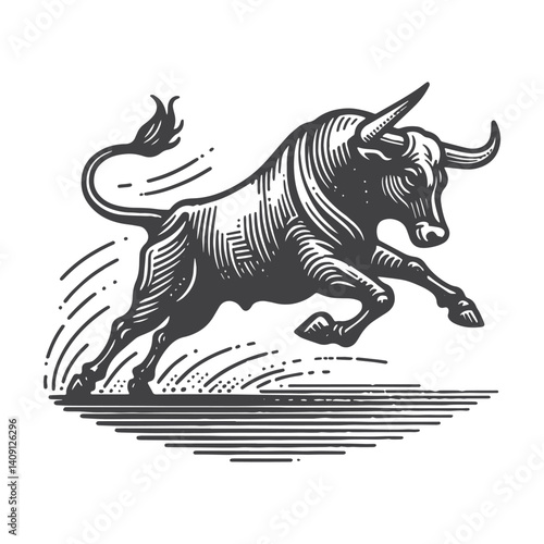 Wallpaper Mural Simple Rodeo Bull Jumping Vector Icon Design – Vintage Retro Logo & Illustration Torontodigital.ca