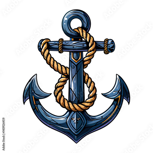 Classic Anchor with Rope Art