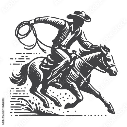 Wallpaper Mural Simple Rodeo Cowboy Running Vector Icon Design – Vintage Retro Logo & Illustration Torontodigital.ca