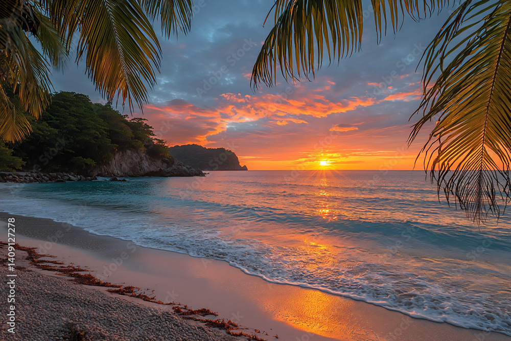 Fototapeta premium colorful beach sunset,