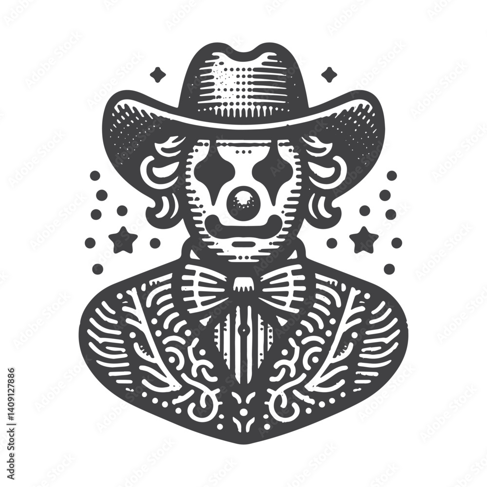 Fototapeta premium Simple Rodeo Clown Vector Icon Design – Vintage Retro Logo & Illustration