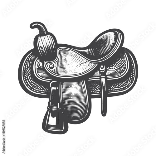 Simple Western Saddle Vector Icon Design – Vintage Retro Logo & Illustration