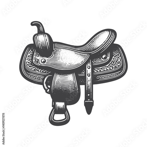 Simple Western Saddle Vector Icon Design – Vintage Retro Logo & Illustration