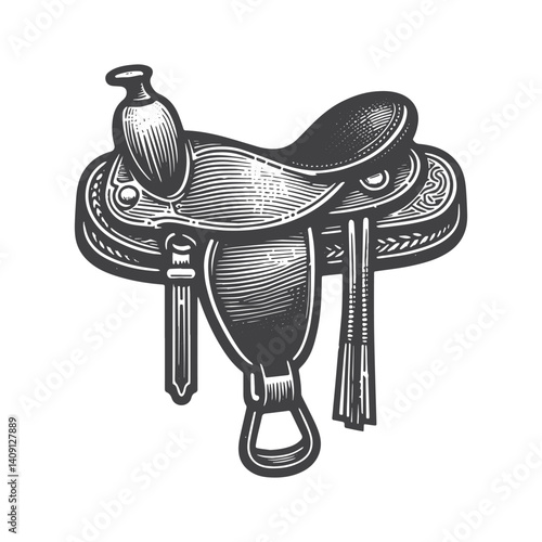 Simple Western Saddle Vector Icon Design – Vintage Retro Logo & Illustration