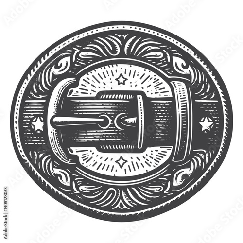 Simple Rodeo Belt Buckle Vector Icon Design – Vintage Retro Logo & Illustration