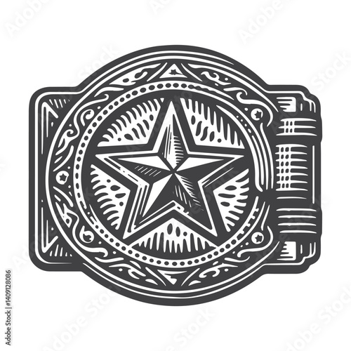 Simple Rodeo Belt Buckle Vector Icon Design – Vintage Retro Logo & Illustration