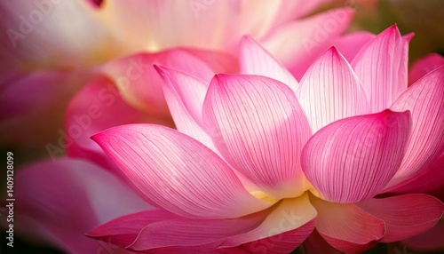 Blush pink lotus petals in soft focus