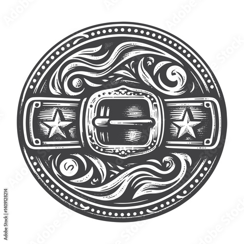 Simple Rodeo Belt Buckle Vector Icon Design – Vintage Retro Logo & Illustration