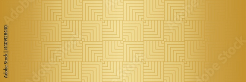 Golden gradient geometric elegant luxury empty vector banner with art deco pattern design