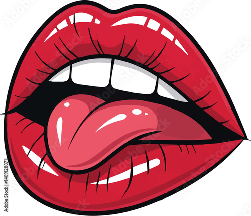 vector illustration of lips and tongue