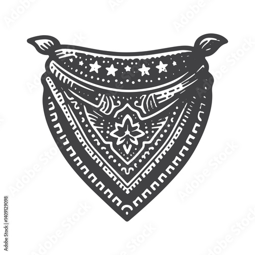 Simple Western Bandana Vector Icon Design – Vintage Retro Logo & Illustration