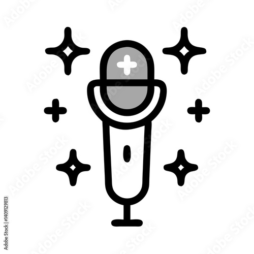 Sparkling Microphone with Plus Symbols Icon Design