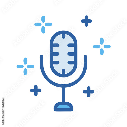 Sparkling Microphone with Plus Symbols Icon Design