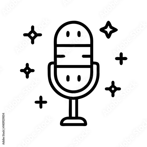 Sparkling Microphone with Plus Symbols Icon Design