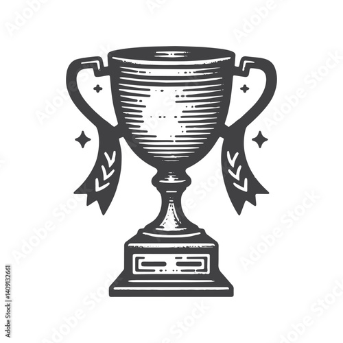 Simple Trophy Cup Vector Icon Design – Vintage Retro Logo & Illustration