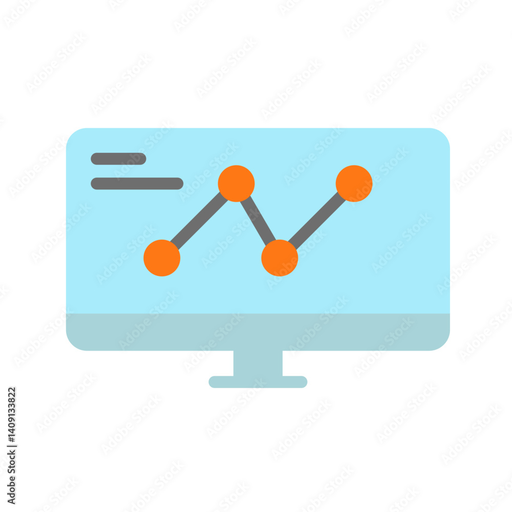 Computer Analytics icon vector image. Suitable for mobile apps, web apps and print media. Computer Analytics icon vector image. Suitable for mobile apps, web apps and print media.