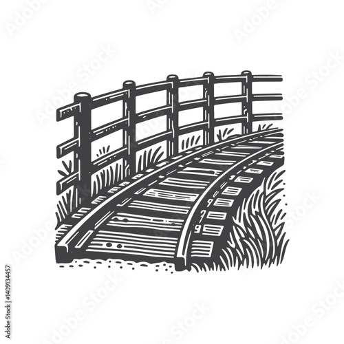 Simple Rail Vector Icon Design – Vintage Retro Logo & Illustration