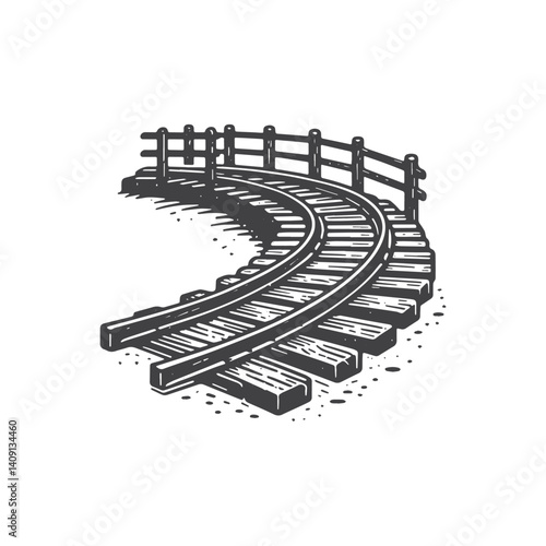 Simple Rail Vector Icon Design – Vintage Retro Logo & Illustration