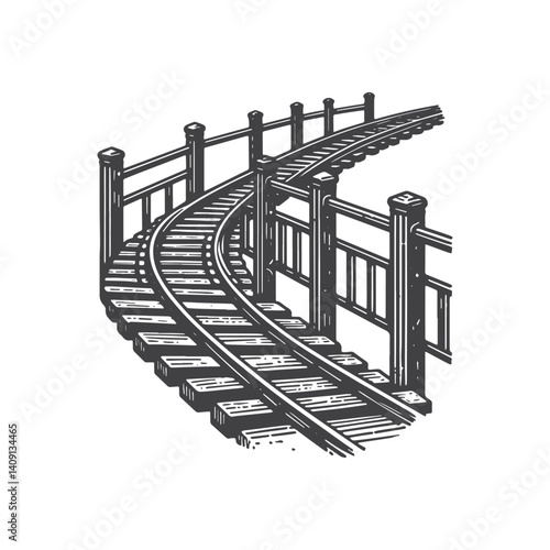 Simple Rail Vector Icon Design – Vintage Retro Logo & Illustration