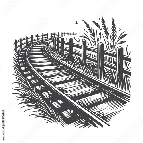 Simple Rail Vector Icon Design – Vintage Retro Logo & Illustration