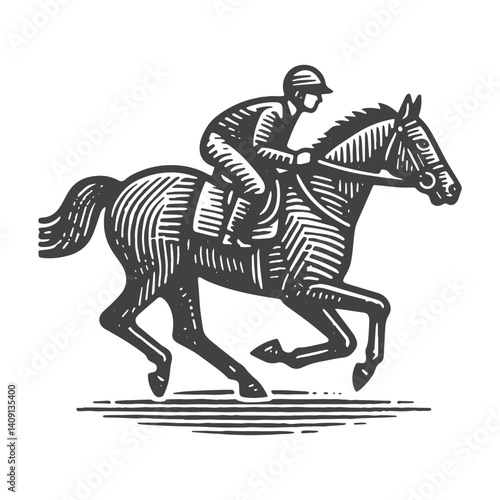 Simple Jockey Riding Horse Vector Icon Design – Vintage Retro Logo & Illustration