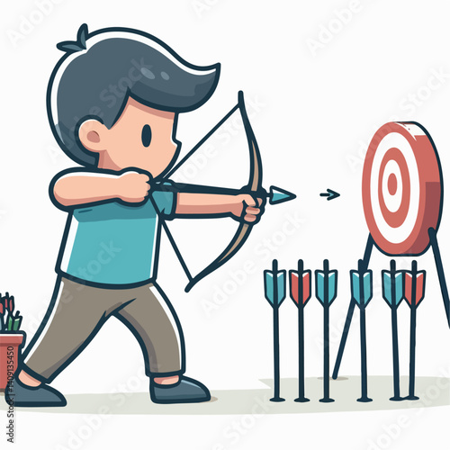 cartoon vector illustration of archery man
