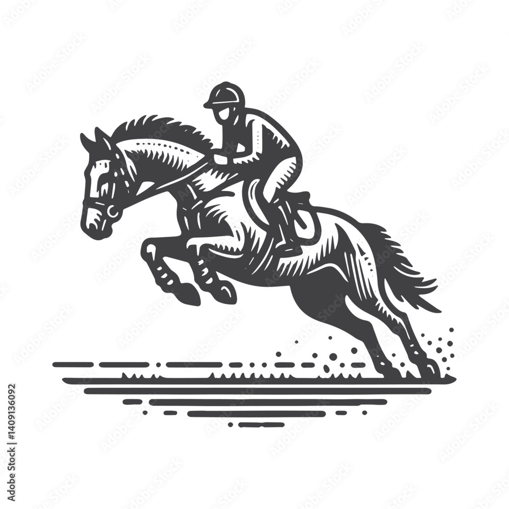 custom made wallpaper toronto digitalSimple Horse Jockey Jumping Vector Icon Design – Vintage Retro Logo & Illustration