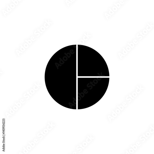 Pie chart icon. sign design on white backround.