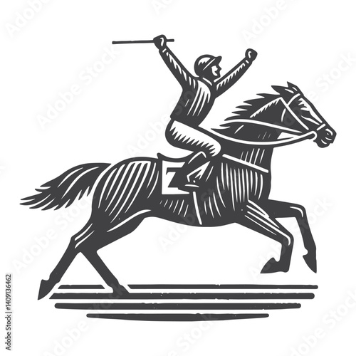 Wallpaper Mural Simple Jockey Celebrating Vector Icon Design – Vintage Retro Logo & Illustration Torontodigital.ca