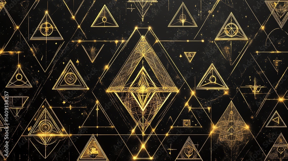 Fototapeta premium Intricate golden geometric pattern design.