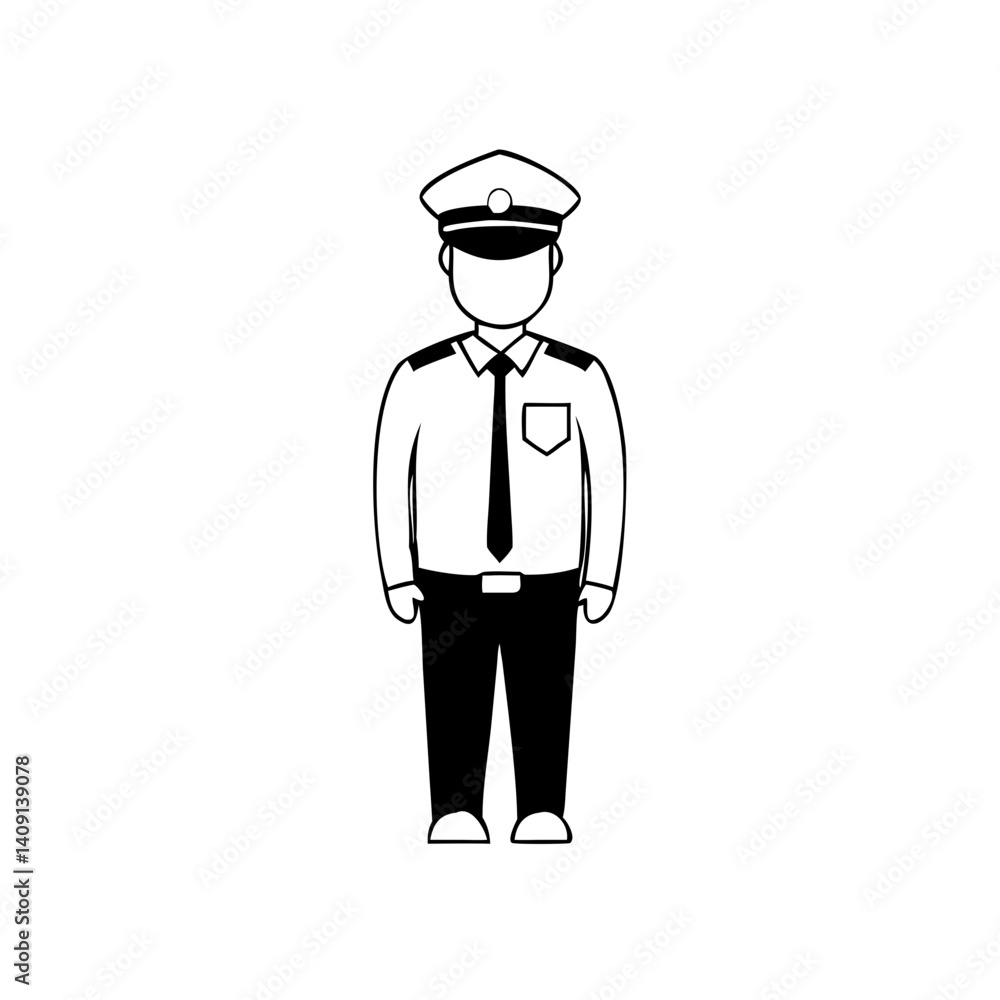 Officer in police uniform icon in filled monochrome style Officer in police uniform icon in filled monochrome style
