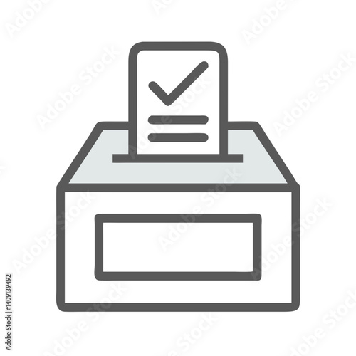 Voting ballot box icon with paper slip
