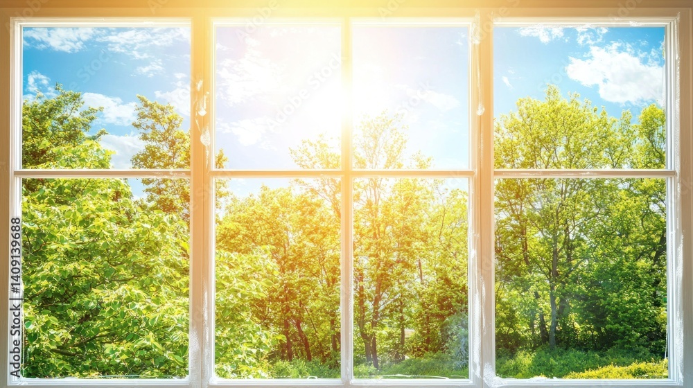 Naklejka premium Sunny view through a window
