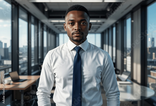 Confident Black Businessman in Modern Office