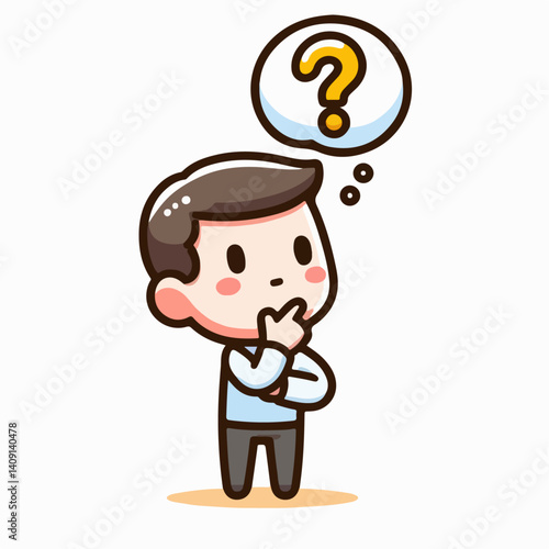 vector illustration of a person with a question mark thinking