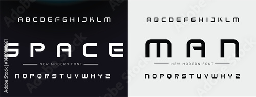 Design Modern abstract digital alphabet font. Minimal technology typography, Creative urban sport fashion futuristic font and with numbers. vector illustration.
