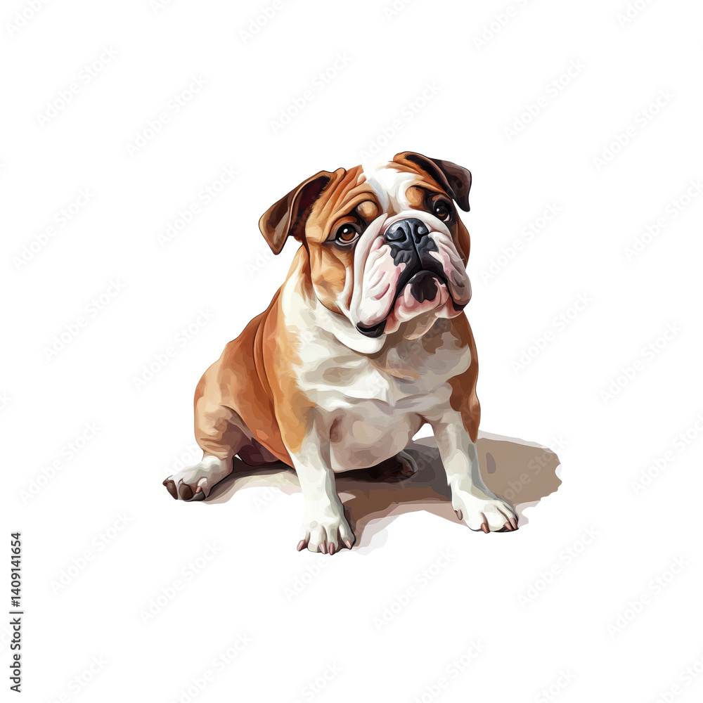 Fototapeta premium Cute and Playful Bulldog Sitting with Adorable Expression