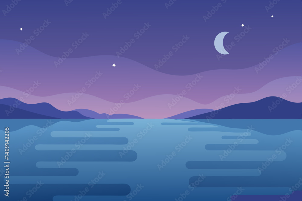 Fototapeta premium moon and mountains