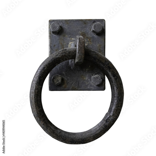 solid iron ring on metal plate