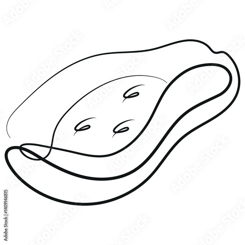 simple line art style half papaya icon, for various designs and patterns