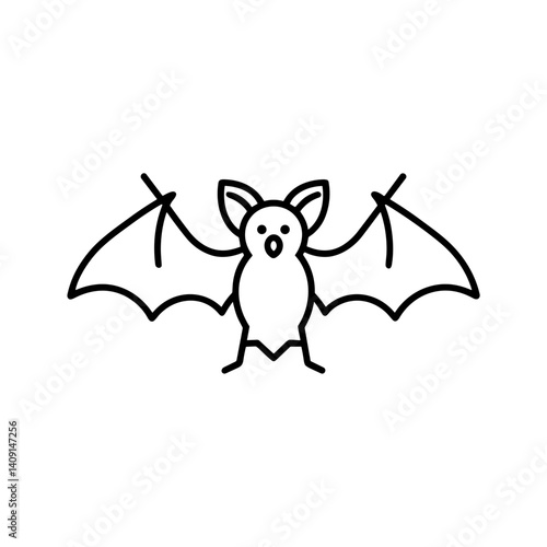 Halloween bat illustration in minimalist style on white background  
