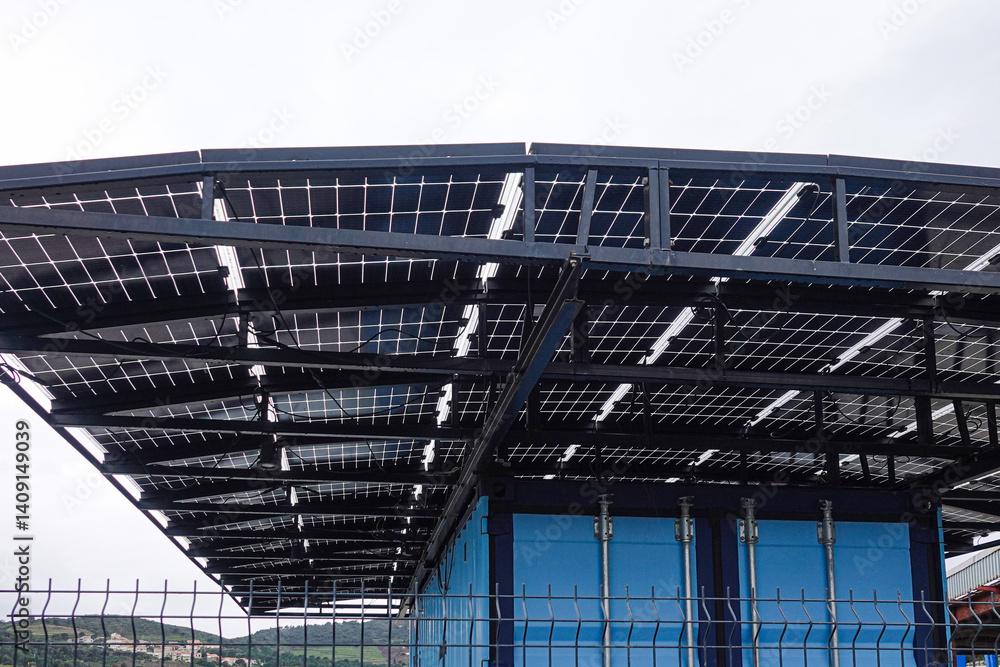 shipping container converted into solar power charging station