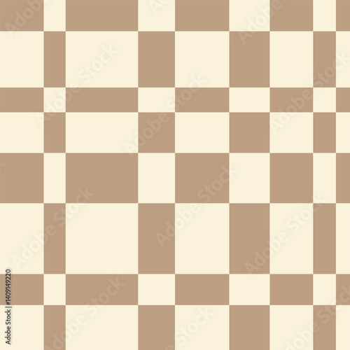 Warm neutral modern, contemporary seamless repeating vector check, checkered repeat tile print design