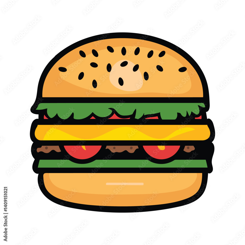 Fresh hamburger fast food with beef and cheese fast food menu Illustration Fresh hamburger fast food with beef and cheese fast food menu Illustration