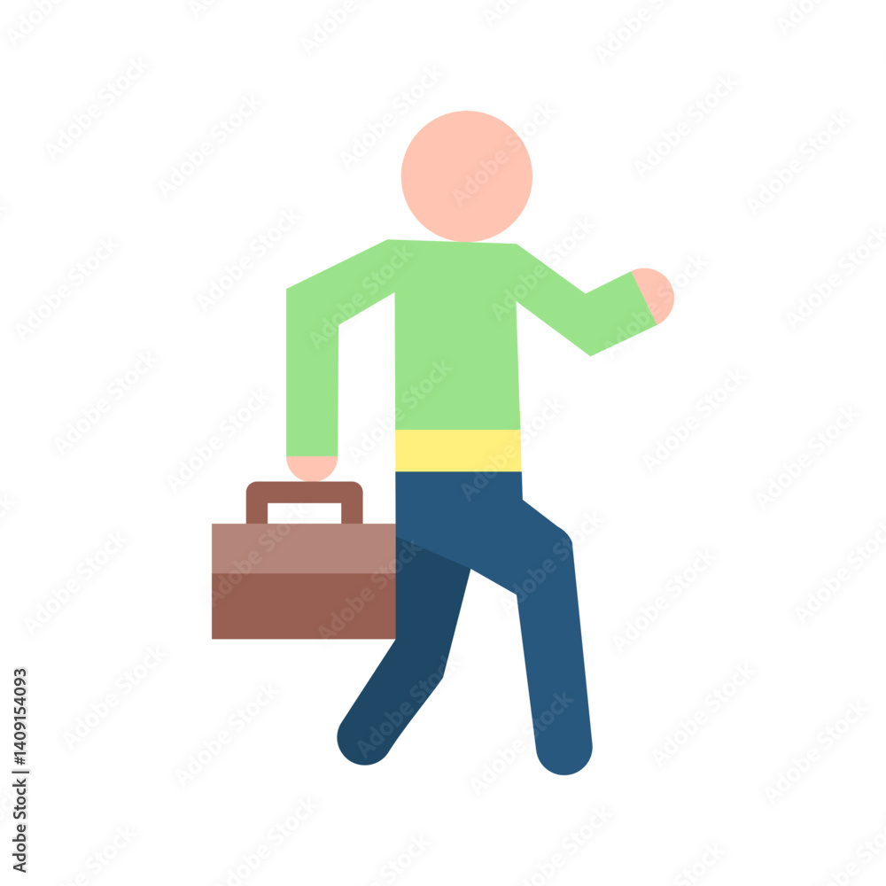 Walking with Briefcase icon vector image. Suitable for mobile apps, web apps and print media. Walking with Briefcase icon vector image. Suitable for mobile apps, web apps and print media.