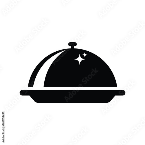 Black and white cloche vector icon design on white background