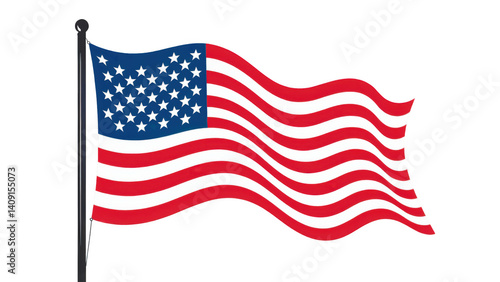 Waving american flag illustration on transparent background