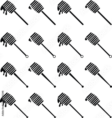 Honey dipper stick with dripping honey icon set silhouette, smooth texture and glossy appearance. in studio food photography with nature elements, isolated on transparent background, for food or taste